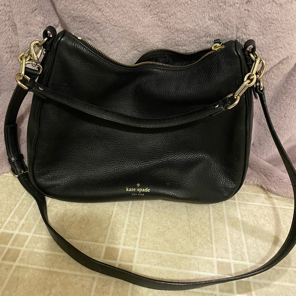 Black Kate Spade Large pebbled leather purse